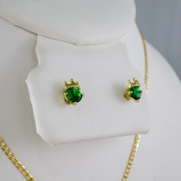 Cadenas & Colgantes & Earrings/ Chain W/Pendants /  14K Real Color/  Zircon Stone/  2mmx45cm// SET967 - Image 2
