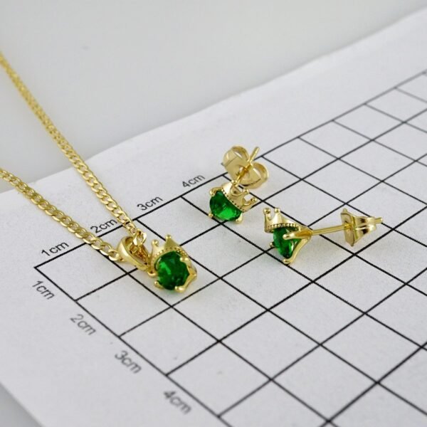 Cadenas & Colgantes & Earrings/ Chain W/Pendants /  14K Real Color/  Zircon Stone/  2mmx45cm// SET967 - Image 4
