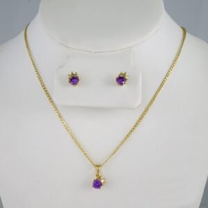 Cadenas & Colgantes & Earrings/ Chain W/Pendants /  14K Real Color/  Zircon Stone/  2mmx45cm// SET970
