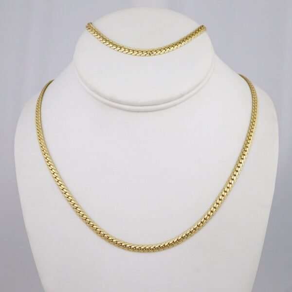 Gargantilla & Pulsera / Choker W/ Bracelet/  14K Real Color/  Plain/  4mm x 45cm// SET995