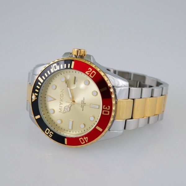 MEN’S MIYKON CLASSIC/ “GOLD AND SILVER STAINLESS STEEL”/  GOLDEN DIAL/  BATTERY// WMK18 - Image 2