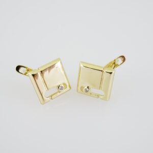 E1906 Earrings - Aretes - Zircon Stone - 14K Real Color
