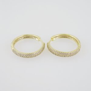 E1919 Earrings - Aretes - Zircon Stone - 14K Real Color