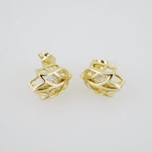 E1921 Earrings - Aretes - Zircon Stone - 14K Real Color