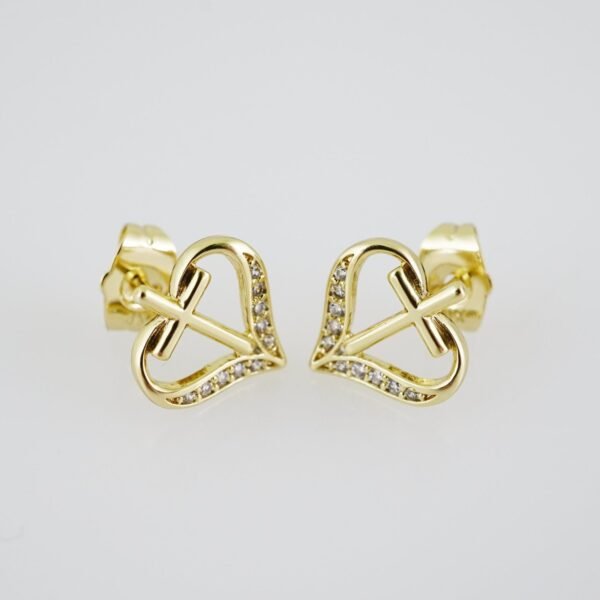 E1940 Earrings - Aretes - Zircon Stone - 14K Real Color