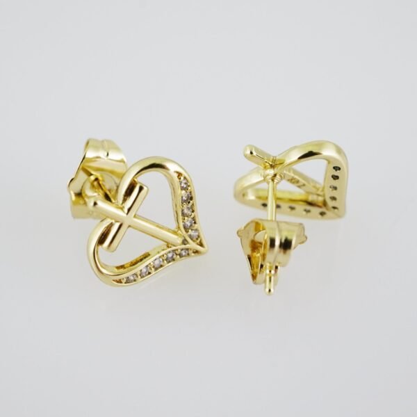 E1940 Earrings - Aretes - Zircon Stone - 14K Real Color - Image 2