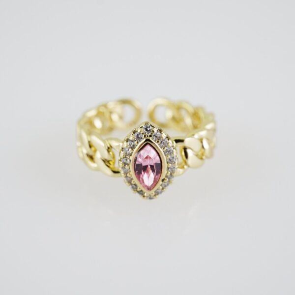 R677 RING - ANILLO - Zircon Stone - 14K Real Color - Ajustable