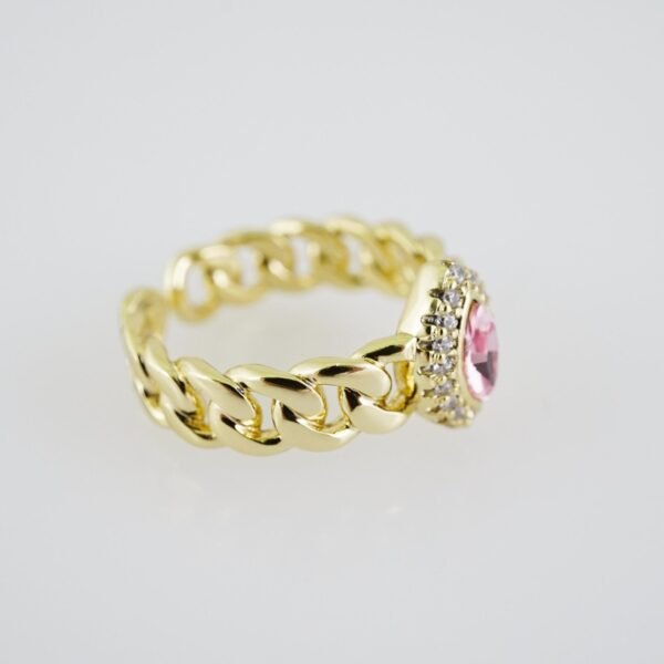 R677 RING - ANILLO - Zircon Stone - 14K Real Color - Ajustable - Image 2
