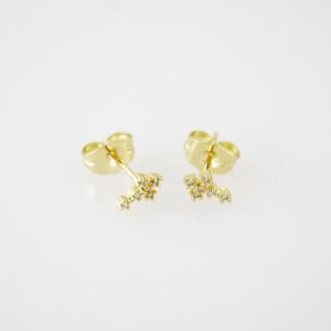 E1941 Earrings - Aretes - Zircon Stone - 14K Real Color