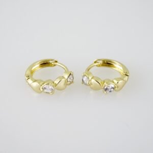 E1943 Earrings - Aretes - Zircon Stone - 14K Real Color