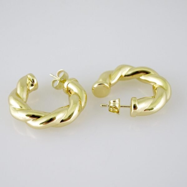 E1944 Earrings - Aretes - Plain - 14k Real Color - Image 2