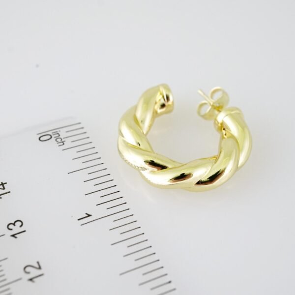 E1944 Earrings - Aretes - Plain - 14k Real Color - Image 3