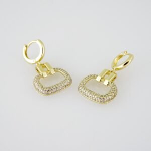 E1945 Earrings - Aretes - Zircon Stone - 14K Real Color