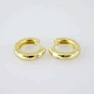 E1946 Earrings - Aretes - Zircon Stone - 14K Real Color