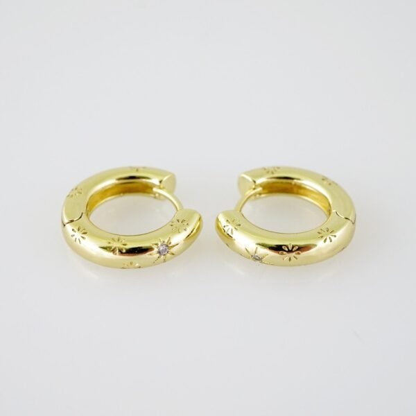 E1946 Earrings - Aretes - Zircon Stone - 14K Real Color