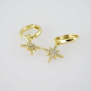 E1947 Earrings - Aretes - Zircon Stone - 14K Real Color