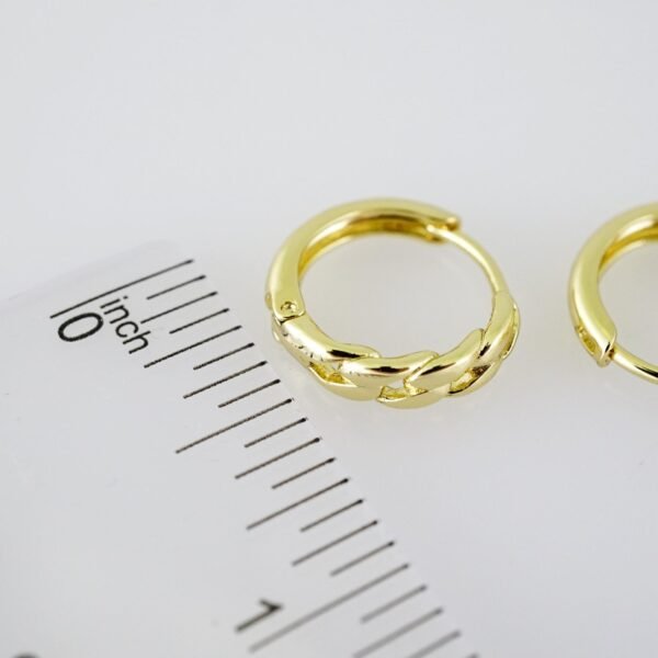 E1948 Earrings - Aretes - Plain - 14k Real Color - Image 3