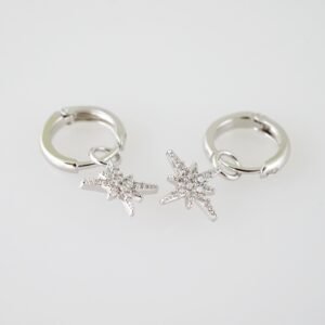E1952 Earrings - Aretes - Zircon Stone - Silver Color