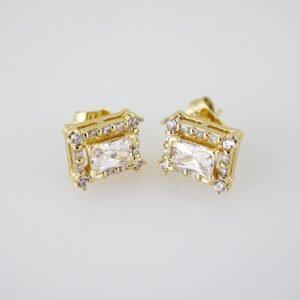 E1961 Earrings - Aretes - Zircon Stone - 14K Real Color