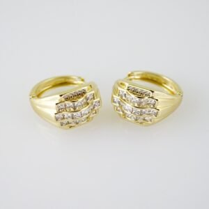 E1963 Earrings - Aretes - Zircon Stone - 14K Real Color
