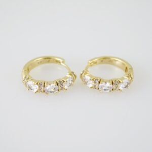 E1965 Earrings - Aretes - Zircon Stone - 14K Real Color