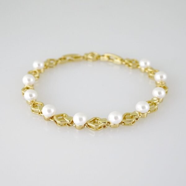 B1403 Bracelet - Pulseras - Zircon Stone - 14K Real Color - Pearl - Image 2