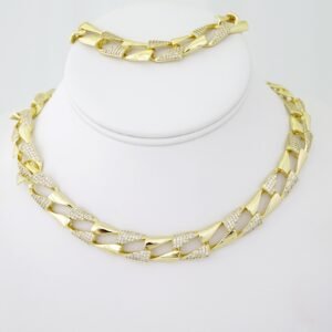 SET1495 Gargantilla & Pulsera - Choker W - Bracelet - 14K Real Color - Zircon Stone