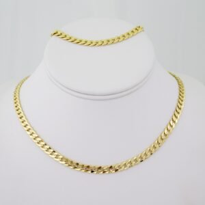 SET1499 Gargantilla & Pulsera - Choker W - Bracelet - Plain - 14K Real Color - 6mmX45cm