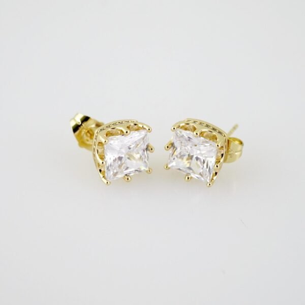 E1925 Earrings - Aretes - Zircon Stone - 14K Real Color