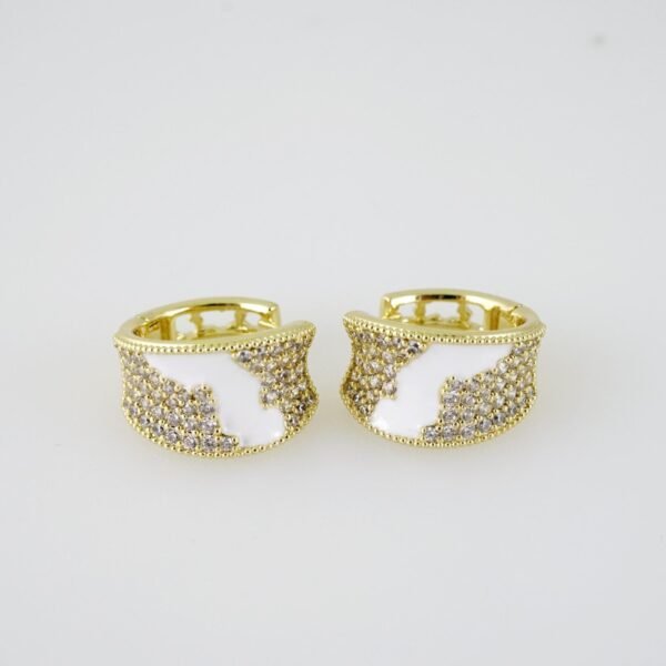 E1966 Earrings - Aretes - Zircon Stone - 14K Real Color