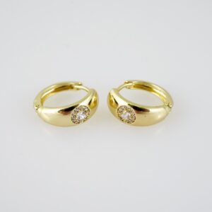 E1967 Earrings - Aretes - Zircon Stone - 14K Real Color