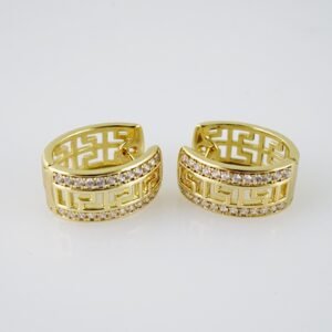 E1974 Earrings - Aretes - Zircon Stone - 14K Real Color