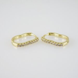 E1976 Earrings - Aretes - Zircon Stone - 14K Real Color