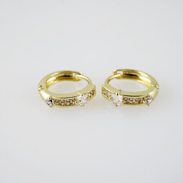 E1978 Earrings - Aretes - Zircon Stone - 14K Real Color