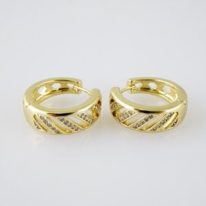 E1982 Earrings - Aretes - Zircon Stone - 14K Real Color