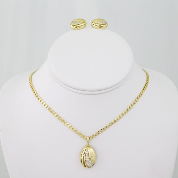 SET1504 Cadenas - Colgante - Aretes - Chain W - Pendants- Earrings - 14K Real Color - Zircon Stone - 3mmX60cm