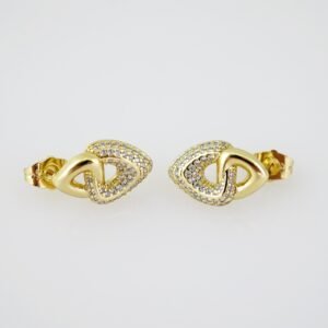 E2008 Earrings - Aretes - Zircon Stone - 14K Real Color