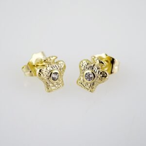E2009 Earrings - Aretes - Zircon Stone - 14K Real Color