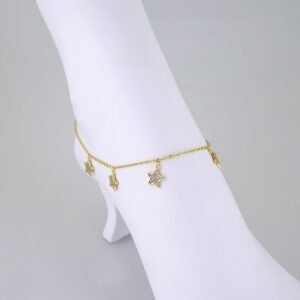 A0071 Anklets - Tobilleras - Zircon Stone - 14K Real Color