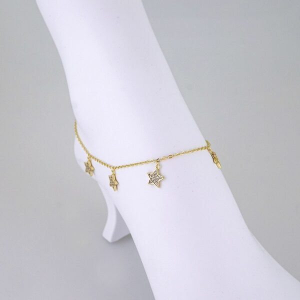 A0071 Anklets - Tobilleras - Zircon Stone - 14K Real Color