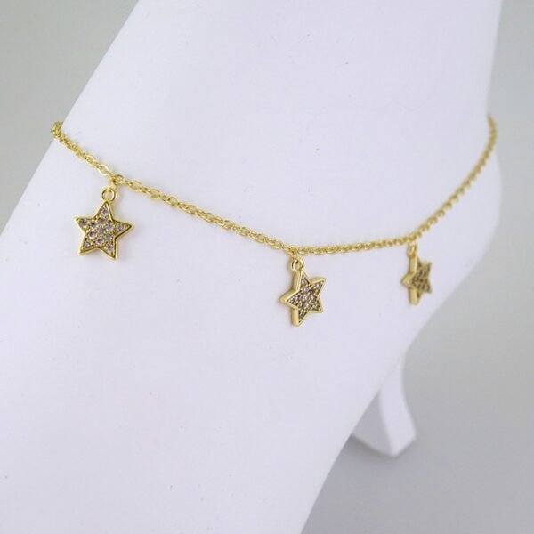 A0071 Anklets - Tobilleras - Zircon Stone - 14K Real Color - Image 2