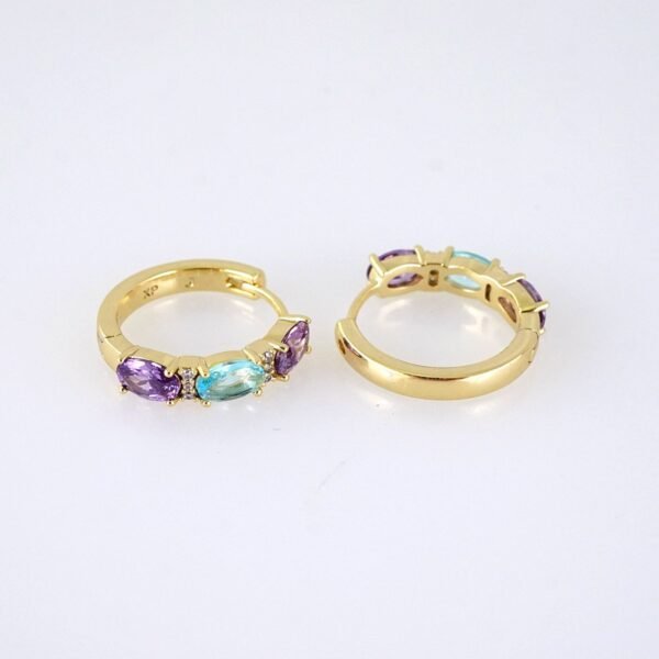 E1806 Women's Earrings - Aretes Dama - Zircon Stone Multi Color - 14K Real Color - Image 2