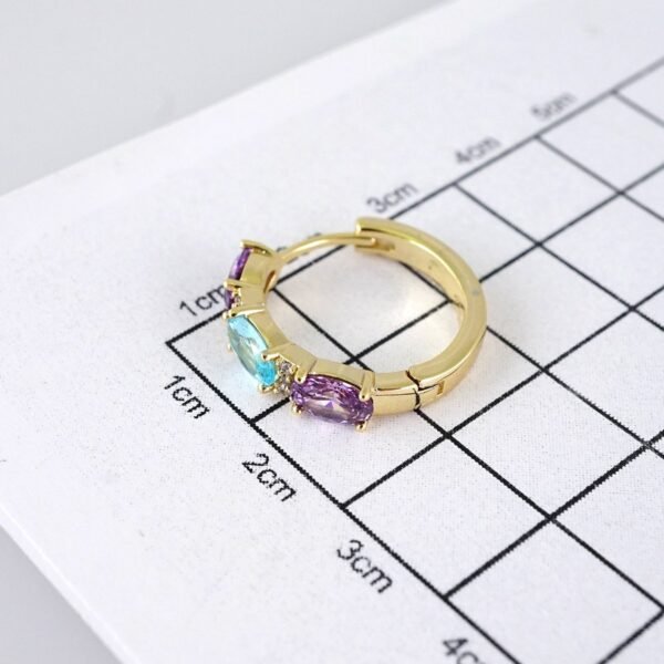 E1806 Women's Earrings - Aretes Dama - Zircon Stone Multi Color - 14K Real Color - Image 3