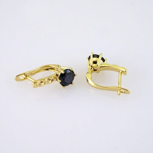 E1848 Earrings - Aretes - Zircon Stone - 14K Real Color - Black - Image 2