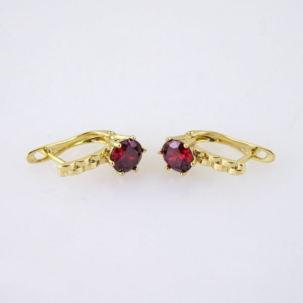 E1853 Earrings - Aretes - 14K Real Color - Red