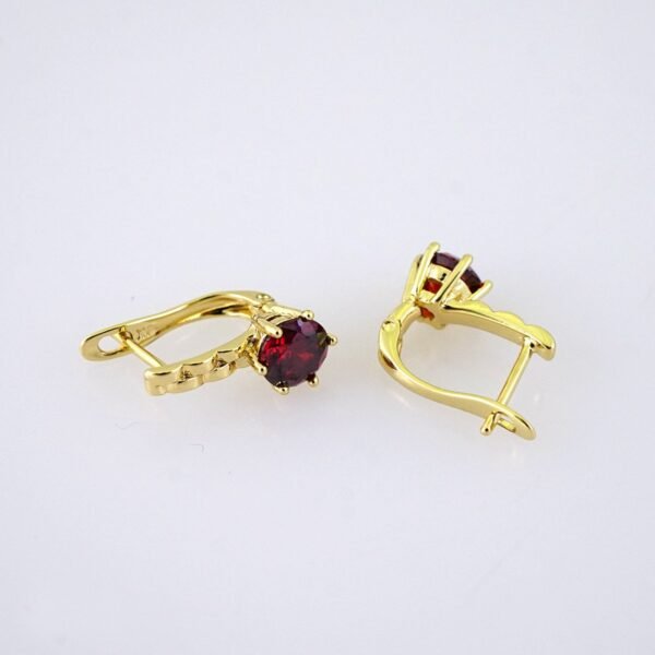 E1853 Earrings - Aretes - 14K Real Color - Red - Image 2
