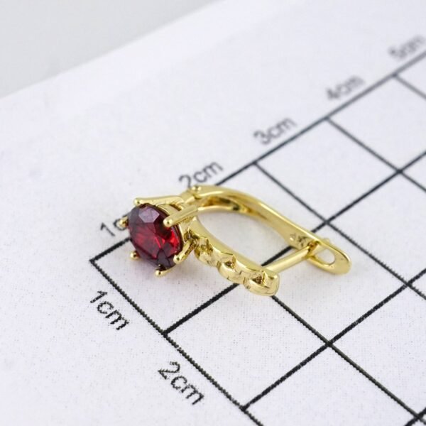 E1853 Earrings - Aretes - 14K Real Color - Red - Image 3