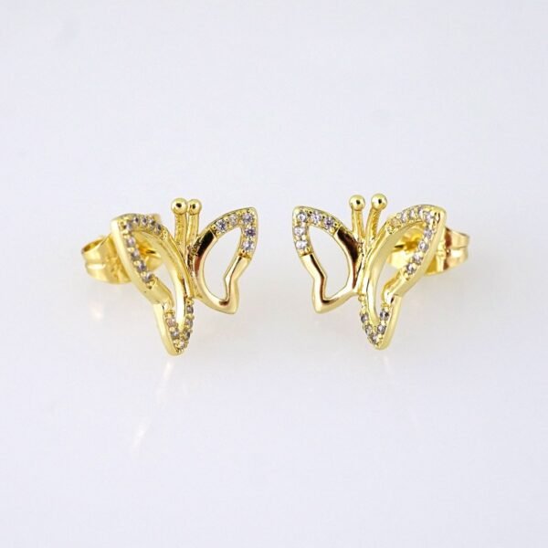 E1866 Earrings - Aretes - Zircon Stone - 14K Real Color
