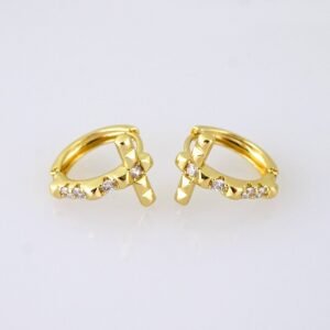 E1873 Earrings - Aretes - Zircon Stone - 14K Real Color