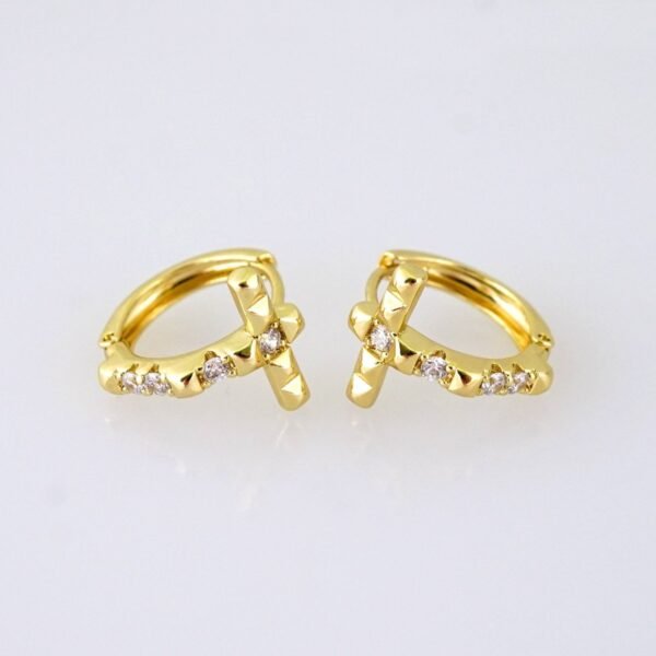 E1873 Earrings - Aretes - Zircon Stone - 14K Real Color